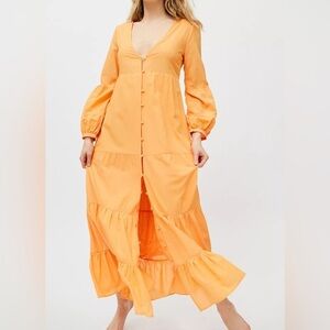 Urban Outfitters Briella Plunging Button-Front Maxi Dress